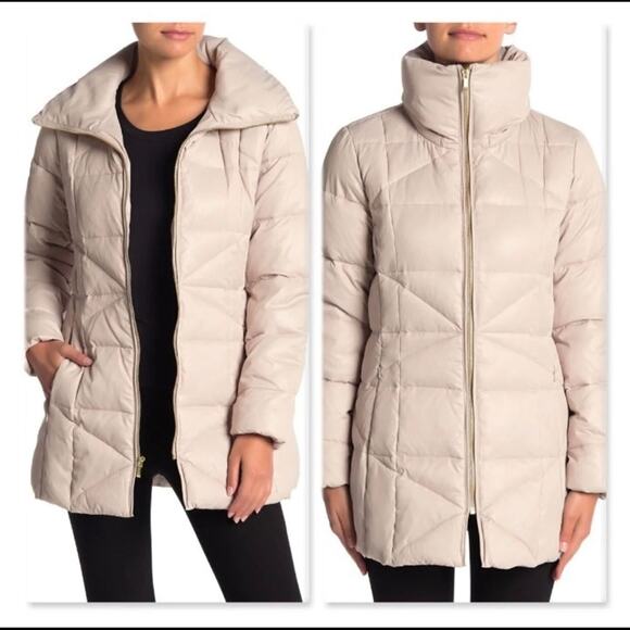 NEW Cole Haan Sateen Puffer Down Jacket Tan